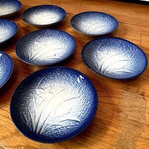 Vtg 10pc Japanese Arita Iris Appetizer Plates